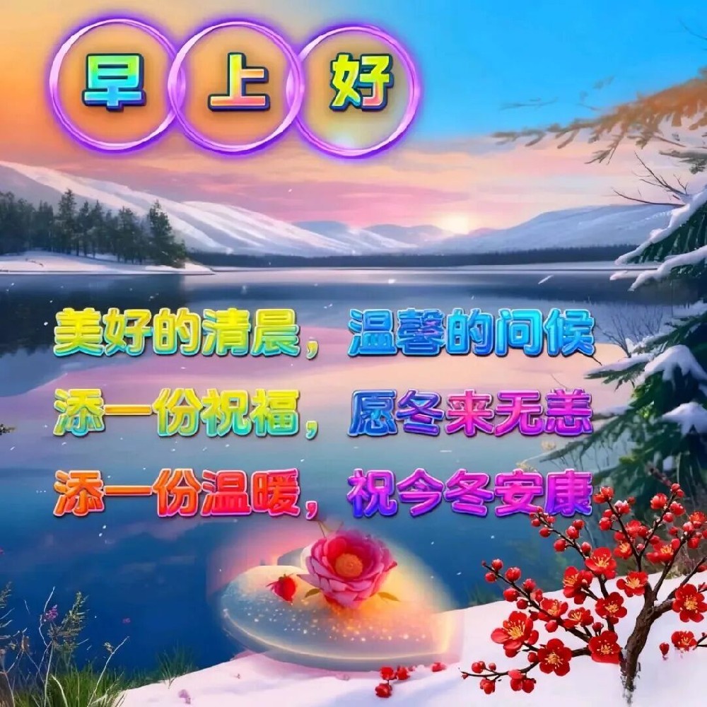 Morning blessing card with traditional clothing woman and red background