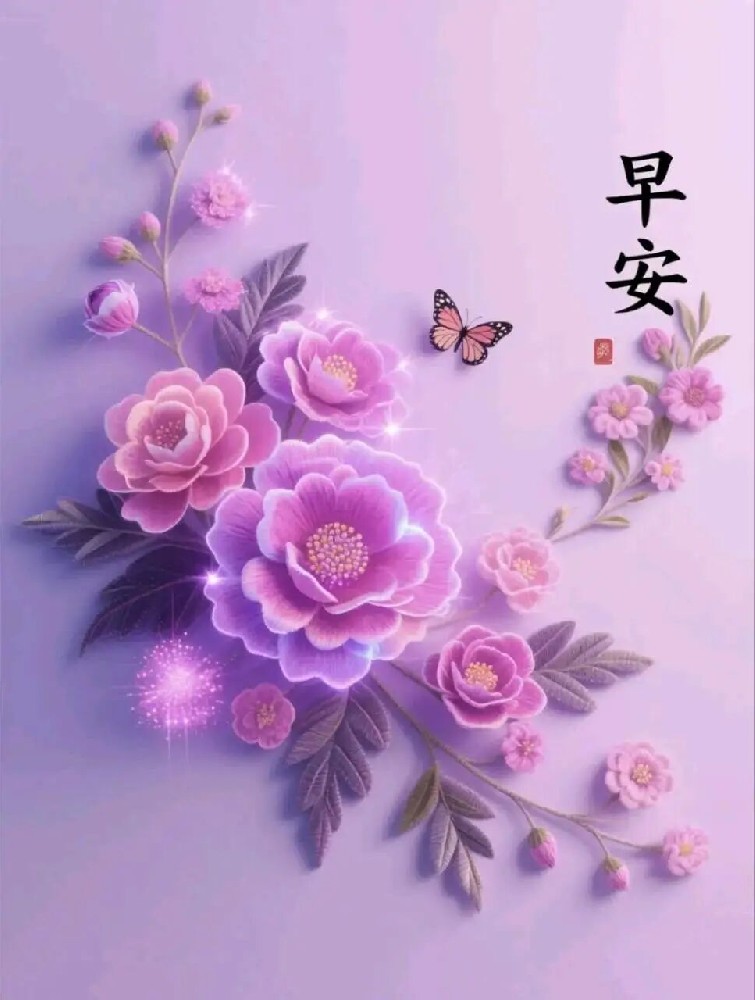 Morning blessing card with traditional clothing woman and red background